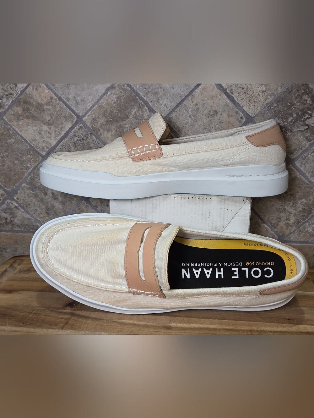 Cole Haan Grandpro Rally Canvas Loafer Men’s Cream 360 C34724 Size 9 Medium